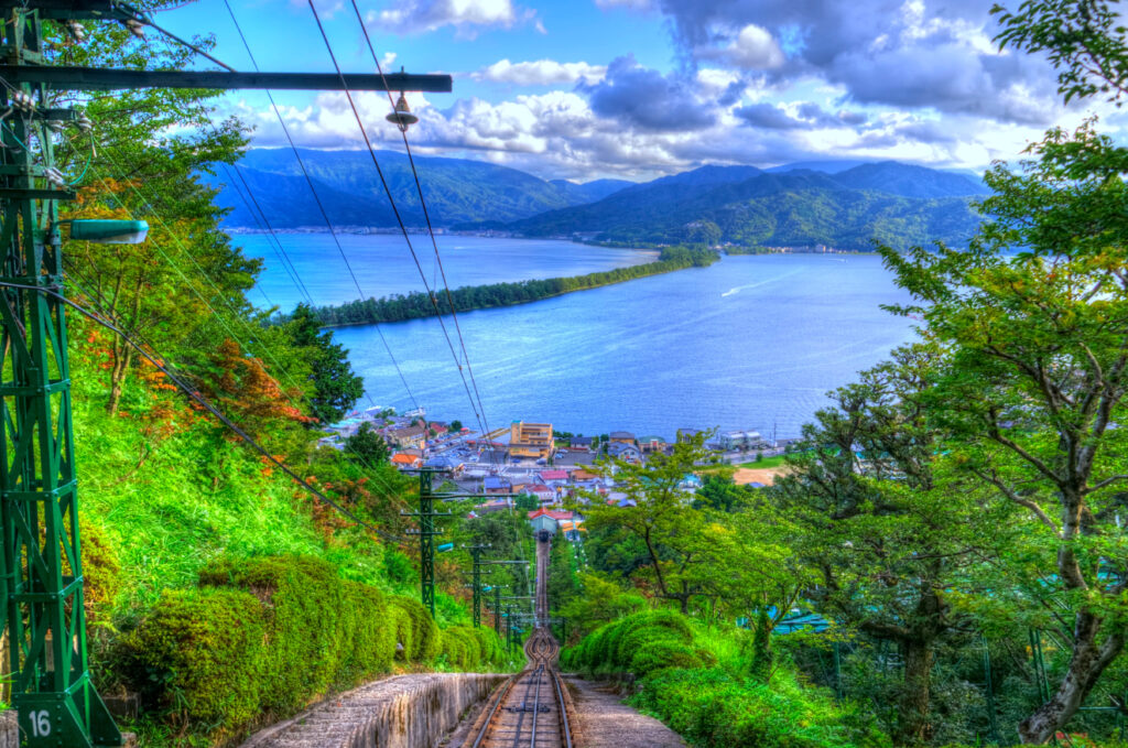 Viewpoint from the cable car in  Amanohashidate Kasamatsu park