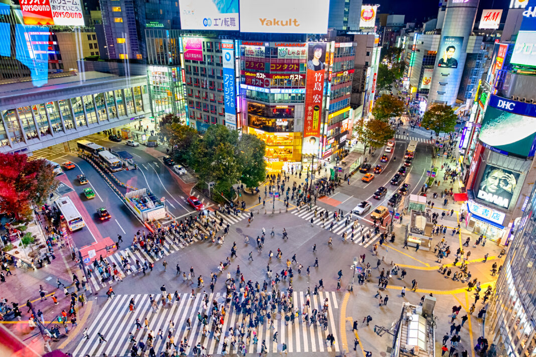 Tokyo, Japan - 12 November, 2019, Shibuya Crossing from Top Obse