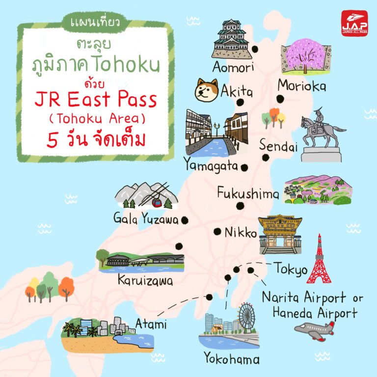 แผนเที่ยว ตะลุยภูมิภาคโทโฮคุ (Tohoku) ด้วย JR East PASS (Tohoku area) 5 วัน จัดเต็ม